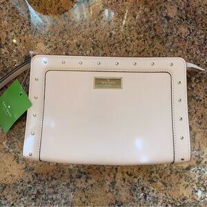 Kate Spade Cream Clutch with Gold Studs